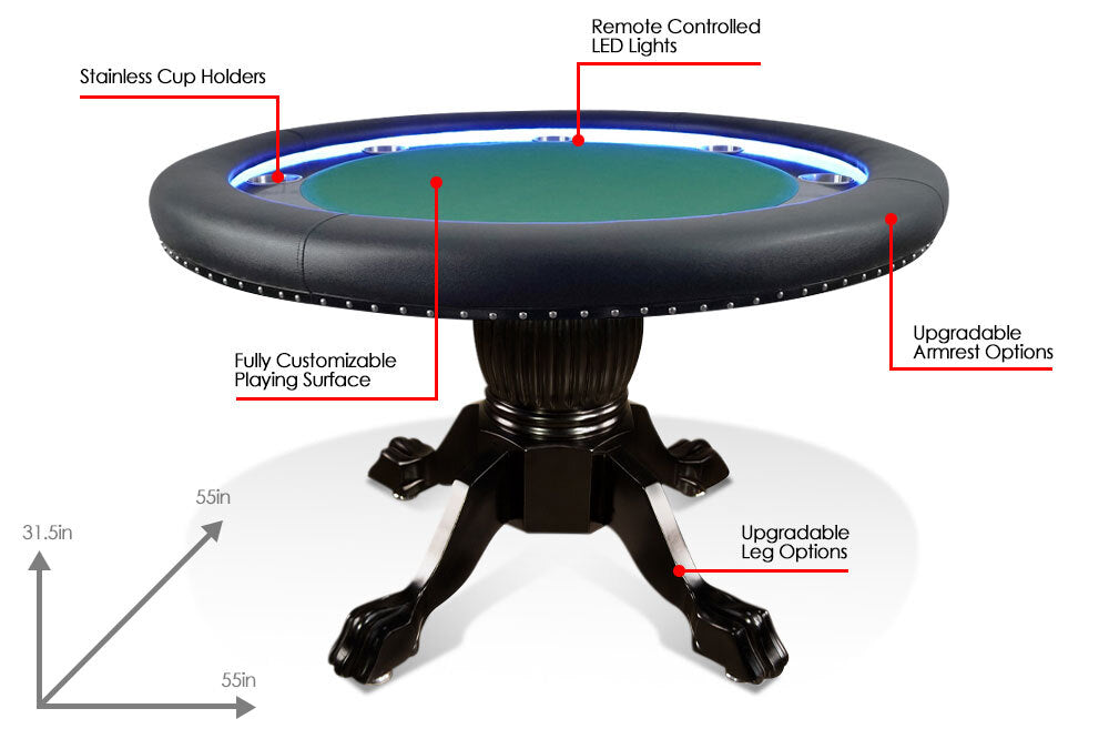 BBO Ginza LED Round Poker Table